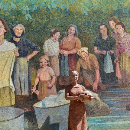 Murale. Lavaggio dei panni al fiume (foto Ivo Piras)