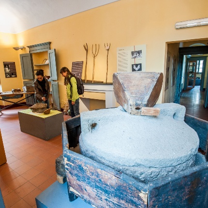 Sala espositiva con le macine (foto Ivo Piras)