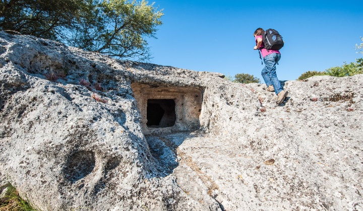 Tomba IX, dromos e portello di ingresso